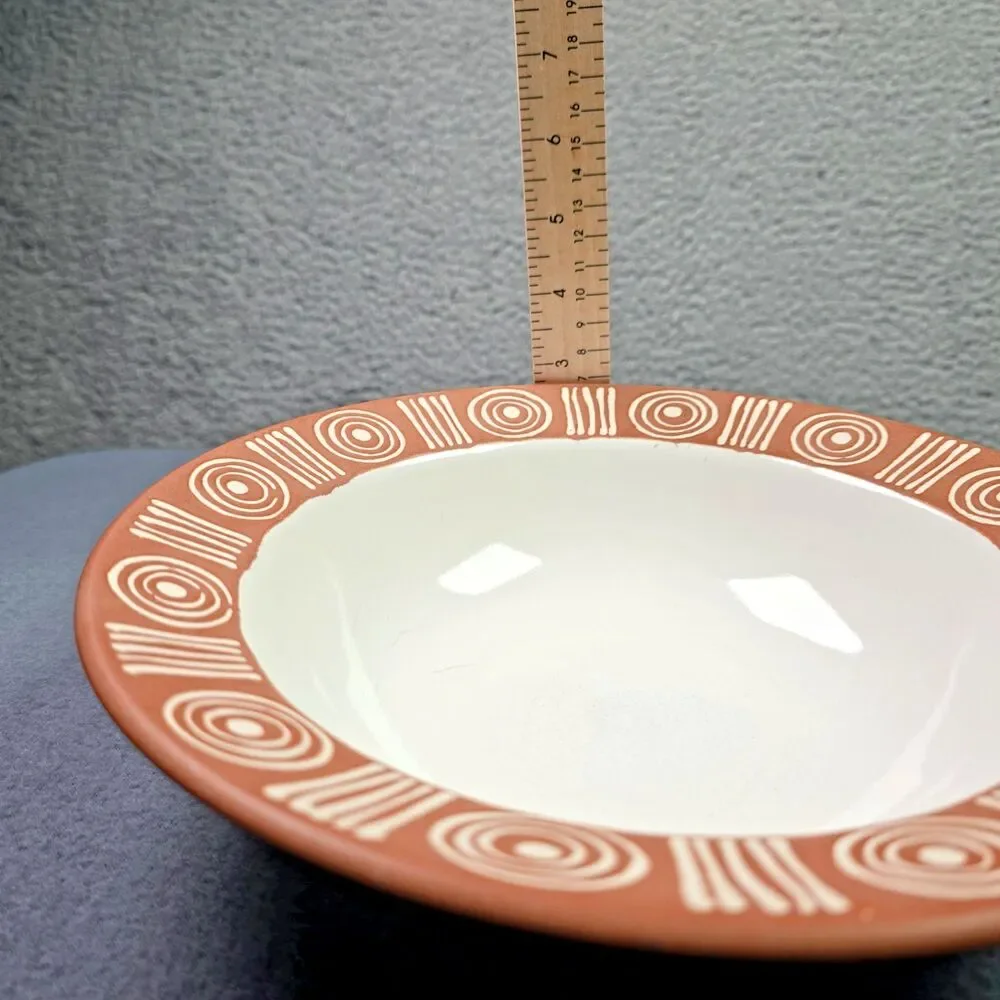 Pottery Barn 10 Inch Terracotta Geometric Bowl Boho Farmhouse Chic Modern Decor